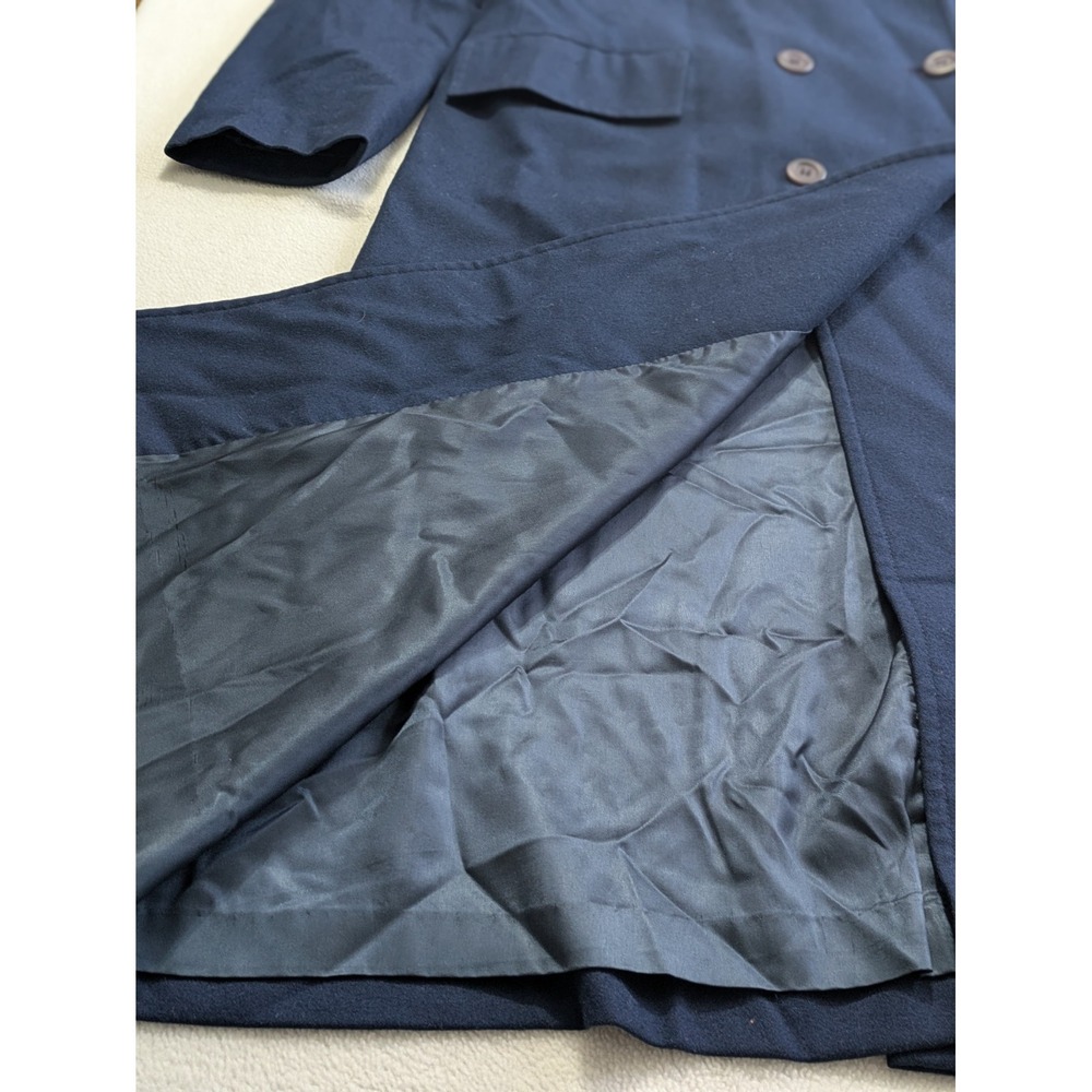 Pendleton Women's Coat Vintage 100% Virgin Wool Navy Blue Trench Size 10 Preppy - Picture 9 of 16